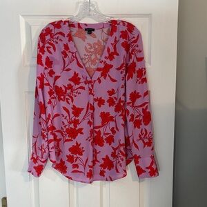 Ann Taylor Red Floral Blouse